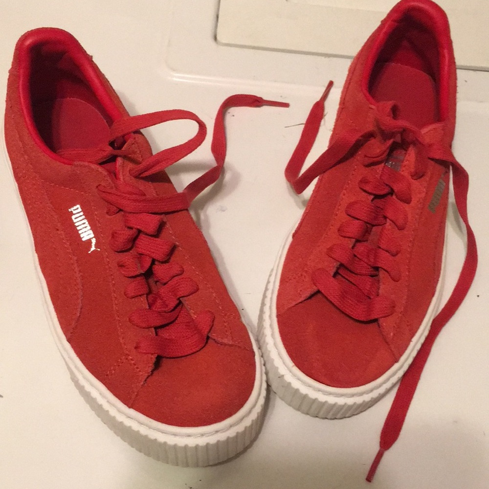 Red Pumas with platform bottom